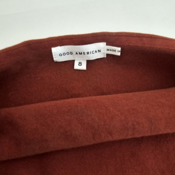 Good American Slit Shoulder Cut Out Longsleeve Bodysuit Sweater Thong SZ 8 Rust - Picture 8 of 16